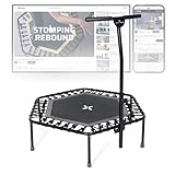 SportPlus Fitness Trampolin für zuhause, mit Haltestange (5-Fach höhenverstellbar), weiche Gummiseilfederung, sehr leise & bis 130 kg belastbar