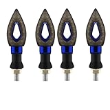 TwhXhkpZd 12 LED -Motorrad -Drehen Leuchten Bernstein Blinker Blinker 12 -V -Moto -Indikatorlampen kurz kompatibel mit den meisten Fahrrädern(4 Pcs-Blue)
