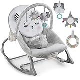 Nukido Babywippe Baby Wippe Babyschaukel Mit Vibrationssystem Vibration Metallrahmen Stabiler Kunststoff Montessori Spielzeug Bis Zu 18 kg Babywiege Sicherheitsgurte Grau
