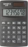 Genie 215 P8-stelliger Taschenrechner; Dual-Power (Solar und Batterie); kompaktes Design; grau