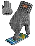 KEECOW Handschuhe Herren,Winterhandschuhe Herren Touchscreen Warme Thermo Fleece Strickhandschuhe für Outdoor Sport Laufen Radfahren Freizeit (Grau)