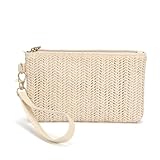 NTRUXZP Damen Clutches Abendtasche Umhängetasche, Damen Stroh Clutch Bag Sommer Strand Tasche Handtasche Wristlet Tasche Stroh Clutch Purse Stroh Handtasche für Frauen Mädchen