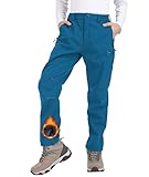 Djtnzdm Skihose Kinder Winter Softshellhose Jungen Winddicht wasserdichte Schneehose Kinder Thermo Regenhose Atmungsaktiv Warm Outdoorhose Fleece Trekkinghose Jungen Warm Hose Kinder Hellblau 152-158