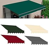 Sonnenschutz-Überdachung, einziehbare Ersatzplane for Terrassenmarkise, 2/3/4/5/6/7 m Terrassenmarkise for Terrasse, Balkon, mit UV- und wasserbeständigem Stoff, ohne Rahmen, Grün/Rot/Grau/Beige(Green