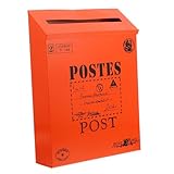 Uonlytech Retro Blechbriefkasten Postfach Dekoration Briefkasten für Zuhause Briefkasten für Unternehmen Garten Magazin Teil Briefkasten im Haushalt Briefkasten im Retro-Stil Eisen Orange