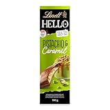 Lindt Schokolade | HELLO Tafel Pistazie & Caramel | 100g | Vollmilch-Schokolade mit knuspriger Pistaziencreme und gesalzener Caramel-Füllung | Schokoladen-Tafel