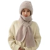 Integrierter Gehörschutz Winddichter Mützenschal Scarf Knitting Kapuzenschal Für Frauen Winter 2 In 1 Maskenschal Schal Und Mütze Set Winter Schal Und Mütze Kaputzenschal Bar