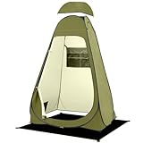 BRIAN & DANY Duschzelt Camping, Pop Up Toilettenzelt, Tragbares Umkleidezelt mit Regenschutz und Fenstern, Sichtschutz Zelt für Outdoor, UPF 50+ Wasserdicht, 120 x 120 x 195 cm, Olivgrün