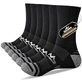 Niorasen Wandersocken Herren, 3 Paar Atmungsaktiv Gepolsterte Sportsocken Baumwolle, Anti Blase Funktionssocken Arbeitssocken, Dicke Outdoor Socken für Trekking, Tennis, Laufen, Schwarz 43-46