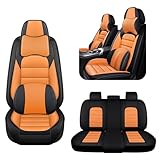 AREKA 5 Autositzbezüge für Mitsubishi Outlander 2004–2024, atmungsaktives Leder, wasserdicht, Autositzschoner mit Komfort-Kopfstützenkissen, Auto-Fahrzeugkissen mit Aufbewahrungstaschen, luxuriös,