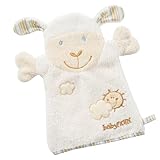 Fehn Waschlappen Schaf - Waschhandschuh mit Tiermotiv - Badewannenspielzeug für fröhlichen Badespaß - Babywaschlappen für die Badewanne - weicher Handtuchfrottee für Babys und Kinder ab 0+ Monaten