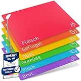 Mainmaison Schneidebretter Schneidematten 6er Set, Schneidebrett, flexibel, spülmaschinenfest, BPA-Frei, groß, rutschfest, lebensmittelecht, Kunststoff, Lebensmittel-Symbole+Schrift, Küche, Extrastark