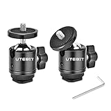 UTEBIT 2 Pack Mini-Kugelkopf mit 1/4' Hot Shoe Mount Adapter 360 Grad drehbarer Aluminium-Stativ-Kugelkopf für Einbeinstative DSLR-Kameras HTC Vive Camcorder Lichtständer, Max. Belastung 5.5lbs