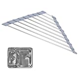 Veemoon Edelstahl Abtropfgestell Dreieckig Faltbares Spülbecken Ablagegestell Rutschfestes Küchenablage Regal für Geschirr Rostfrei und Platzsparend