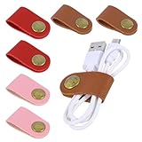 6 Stück Leder Kabelbinder Kabel Organizer PU Kabel Clip Leder Kabel Organizer Leder Kabelmanagement Leder Kabelbindern Draht Organizer Elektrische Kabelbinder Kopfhörer Aufwicklung