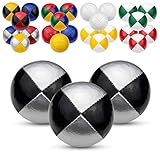 Juggle Dream 3X Pro Thud Jonglierbälle - Set mit 3 professionellen Jonglierbällen mit kostenlosem Online-Lernvideo, perfekt für Anfänger und Experten (Silber/Schwarz)