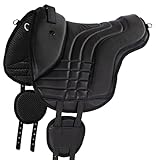 Equinate Reitpad Stella aus synthetischem Leder Pony Schwarz - Bareback Pad mit pflegeleichter Neopren Unterseite - Reitkissen Baumloser Sattel