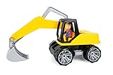 Lena 04411 Truxx Bagger, Baustellenfahrzeug ca. 44 cm, robuster Schaufelbagger mit beweglichem Baggerarm und vollbeweglicher Spielfigur, Sandbagger für Kinder ab 2 Jahre, Spielfahrzeug in gelb