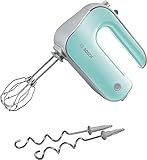 Bosch Handrührer Styline MFQ40302, 2 Rührbesen, 2 Edelstahl-Knethaken, spülmaschinengeeignet, 5 Stufen plus Turbostufe, 500 W, türkis/silber