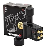 Premium X Rocket Quattro LNB - 4Fach - nur für Multischalter - 4K Full HD - mit Wetterschutz + für Satellitenschüssel Digital TV Fernseher - Schwarz