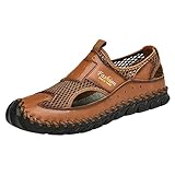 SRZYMJ Herren Sandalen Braun Sandalen Herren Sandalen Outdoor Strand Trekkingsandalen Sommer Männer rutschfeste Leichte Trekkingschuhe Verstellbare mit Klettverschluss Beach Sandalen Badeschuhe 45