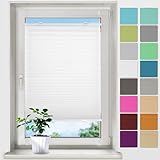 bobodeco Plissee ohne Bohren Plissees Klemmfix - Weiß 80 x 120 cm (BxH) - Easyfix Plisseerollo Jalousie Faltrollo Blickdicht - Sichtschutz - Sonnenschutz Fertifplissee - Rollos für Fenster und Tür