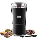 KYG Elektrische Kaffeemühle für Espressobohnen, Nüsse & Körner, leistungsstarke kompakte Kaffeebohnenmühle Ein-Knopf-Bedienung & Edelstahlklingen 200w Schwarz