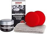 SONAX PREMIUM CLASS Carnauba Care (200 ml) Hartwachs für alle neuen und grundgereinigten Lacke inkl. 2x Schwamm und 1x MicrofaserTuch | Art-Nr. 02112000