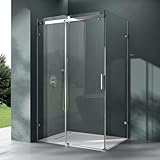 Mai & Mai Eckdusche 90x120 cm Duschkabine Sicherheitsglas 8mm ESG beidseitige NANO-Beschichtung Schiebetür Dusche R-17