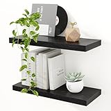 Feihorrm Wandregal Holz Schwarz, Extra Breit 23,5 cm, 40cm Wandboard 2er Set, Schweberegal aus MDF Holz, Regal Wand, Regalbrett für Küche, Wohnzimmer, Schlafzimmer, Badezimmer & Arbeitszimmer
