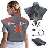 Arlierss Graphen Heizkissen Nacken Schulter mit 10000mAh Akku, Wärmekissen Kabellos Rücken mit 3 Heizstufen & 3 Massagemoden, Nackenwärmer Schulterwärmer Elektrisch Gewichtet mit Abschaltautomatik