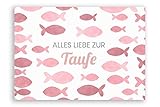 Friendly Fox Karte zur Taufe Fische, 1x Taufkarte mit Umschlag, zur Taufe rosa Fische, DIN A6 Klappkarte