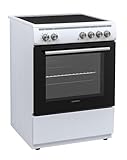 Daewoo F6EV22WL2DE Standherd mit Glaskeramik-Kochfeld, A, Garraumvolumen: 65 L, 8 Beheizungsarten mit Ober-/Unterhitze, Leicht-Reinigungs Email, 4 Kochzonen, Weiß