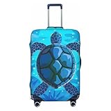 Mexpekil Kofferabdeckung, elastische Gepäckabdeckungen, Schutz für Koffer, Universal-Reise-Trolley-Koffer, Blaue Schildkröte, L Fit 25-28 Inch Luggage