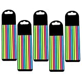 UTHCLO 5 Sätze Fluoreszierende Page Marker Pet Haftnotizen Schmale Bunte Lesezeichen Streifen Tragbare Notizstreifen für Schule Büro Farbige Markierungstaschen für Einfaches Lesen