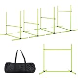 SUBTLETY 4 Stück Hürdenset Einstellbar Slalomstangen mit Tragtasche, Kunststoff Agility Ausrüstung für Hunde Hindernisse Trainingsstangen Set für Koordinations- & Geschwindigkeitstraining (Weiß)