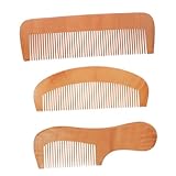 Healvian 3 Stück Massage holzkamm mit Mini rundzähnen für Damen Kopfhautmassage Entwirrt Sanft Nasses und Trockenes Haar Handgefertigt Leicht und Tragbar für Zuhause und Reisen