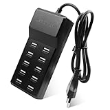 USB Ladegerät Mehrfach 10 Port, 50W USB Stecker Multi Hub Ladestation, Mehrfachstecker Adapter Kmpatibel mit iPhone Samsung Xiaomi Huawei Tablet