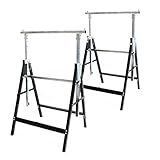Wiltec Set 2X Gerüstbock 58x68x80-130cm, bis 200kg, klappbare Unterstellböcke, höhenverstellbare Stützböcke für Heimwerker und Profis