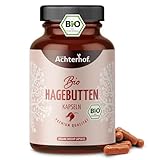 Hagebutten Kapseln hochdosiert BIO | 180 Stück | 595mg reines Hagebuttenpulver pro Kapsel | ohne Zusätze | vegan und laborgeprüft | vom Achterhof