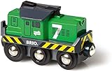 BRIO World 33214 Batterie-Frachtlok - Grüne Batterie-Lok mit Frontscheinwerfern - Empfohlen ab 3 Jahren