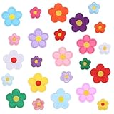 Bewudy 24 Stück Blumen Patches zum Aufbügeln, Bunte Gänseblümchen Aufnäher 2 Größen Bügelbilder Stickerei Flicken zum Aufbügeln Blumenaufnäher für Textilien Hüte Jeans Jacken DIY Dekorative