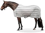 Equinate Fliegendecke Guardian mit Kreuzbegurtung und Widerristpolster 145cm Silbergrau - Ekzemerdecke mit effektiven Schutz vor Fliegen und Insekten - Pferdedecke - Weidedecke