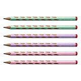 STABILO - Ergonomischer Dreikant-Bleistift für Rechtshänder - EASYgraph in pastellgrün, pastellpink, pastelllila - 6er Pack - Härtegrad HB