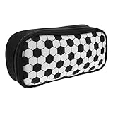 WEKADRIN Großes Federmäppchen mit Fußballmotiv Polyester Quadratisch Einzelfach mit Reißverschluss Schreibwaren Organizer für Jungen und Teenager Schulbedarf und Reiseetui