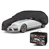 WALSER Autoabdeckung Indoor Soft, staubdichte Autoplane Schutz Winter, atmungsaktive Vollgarage, Auto-Abdeckplane für PKW, Autogarage Kombi XL schwarz