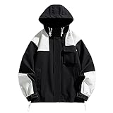 Generisch Radbekleidung Herren, Regenjacke Wasserdicht Outdoorjacke Mit Kapuze Leicht Atmungsaktiv Dünne Rain Jacket Windbreaker Reflektierend Wanderjacke Übergangsjacke Sport (M, Schwarz)