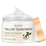 Beef Tallow Sonnencreme Gesicht Rindertalg Sunscreen Feuchtigkeitsspendende Sonnenschutzcreme enthält Zinkoxid Sonnenschutz Gesicht Sunblock Sonnenschutzlotion für den Ganzen Körper für Alle Hauttypen