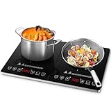 AMZCHEF induktionskochfeld 2 platten,Doppel-induktionskochplatte mit unabhängiger Steuerung, 20 Temperaturstufen, mehrere Leistungsstufen, 3500W, 3-Stunden-Timer, Sicherheitssperre