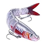 Zander Angelköder, 13.5cm Wobbler Kunstköder Hecht, Hecht-Angelköder Waller Spinn Köder Künstlicher Mehrgelenkige Schwimmköder Fisch Spinnköder für Barsch Forellen Swimbait Angelzubehör